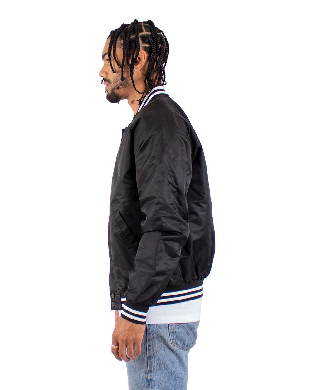 Custom Shaka Wear Unisex Varsity Bomber Jacket (Front ,Back, Left Side)