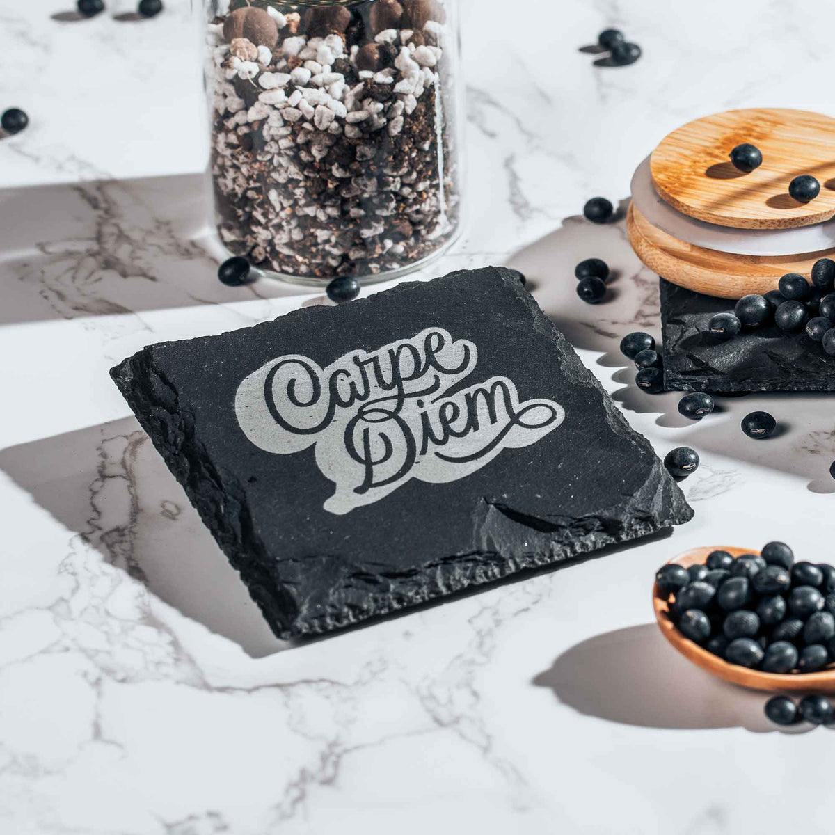 Custom Artisan Slate Coaster/ Laser Engraving or UV Printing.