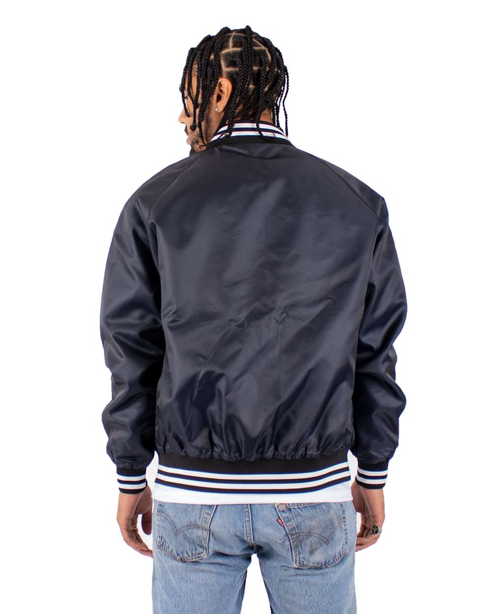 Custom Shaka Wear Unisex Varsity Bomber Jacket (Front ,Back, Left Side)