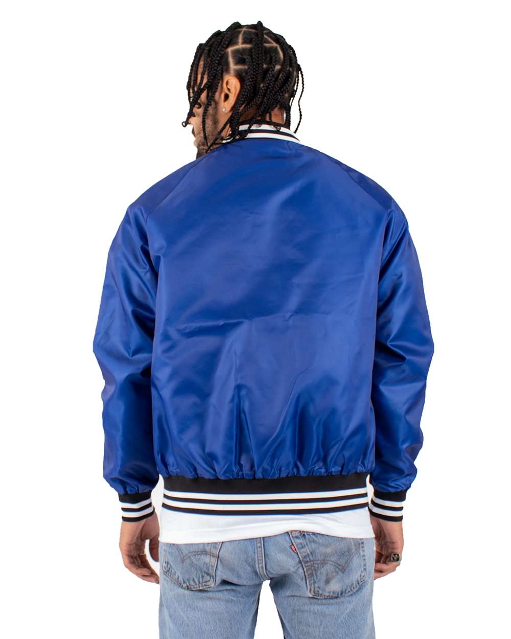 Custom Shaka Wear Unisex Varsity Bomber Jacket (Front ,Back, Left Side)